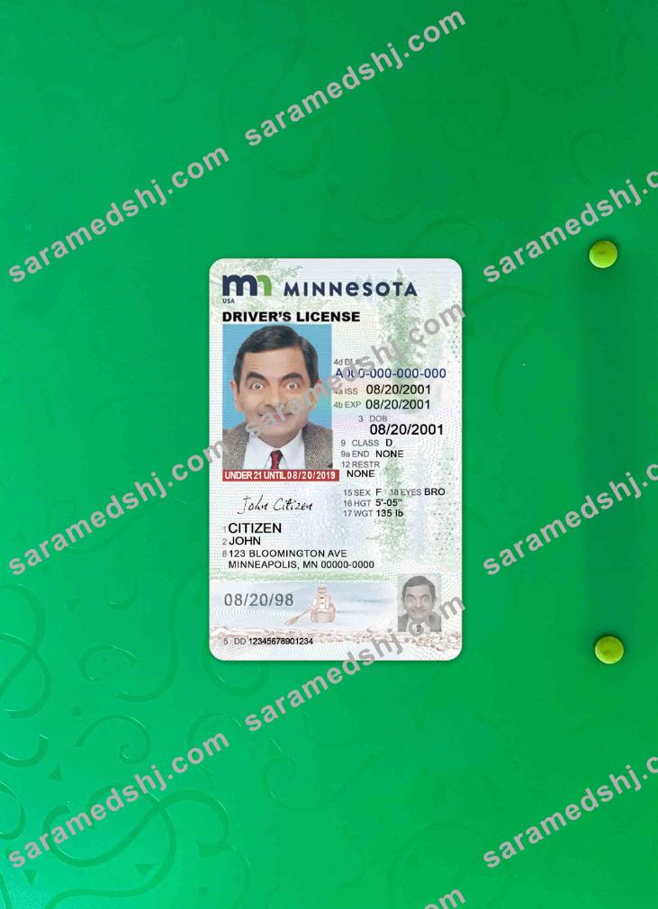 USA Minnesota driving license under 21 photolook FRONT